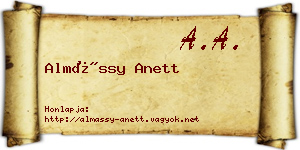 Almássy Anett névjegykártya